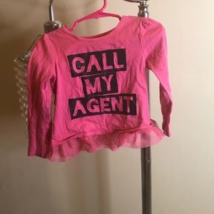 CALL MY AGENT RUFFLED PINK TEE